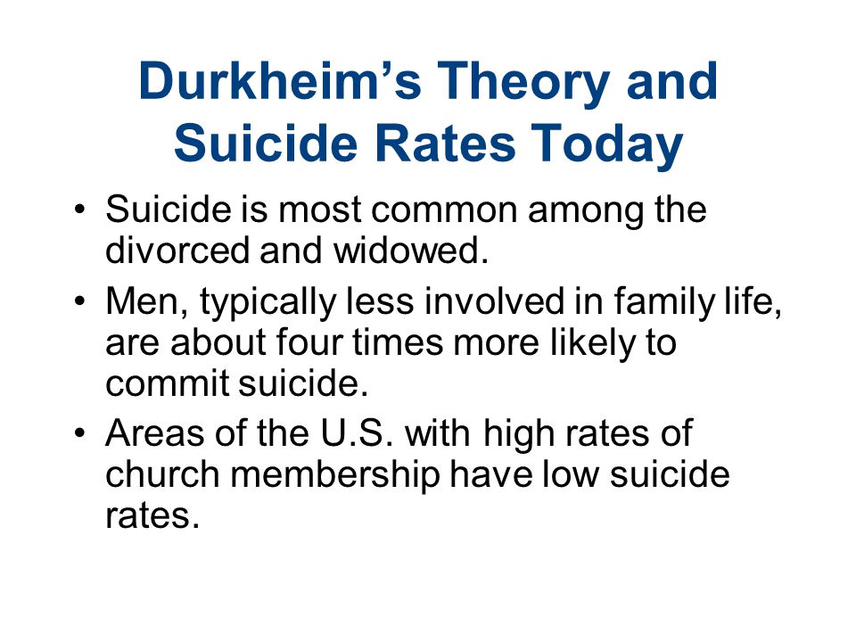 Durkheim’s Theory and Suicide Rates Today