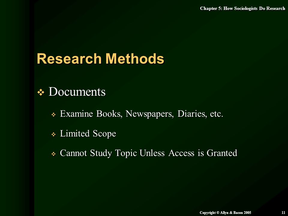Research Methods Documents Examine Books, Newspapers, Diaries, etc.