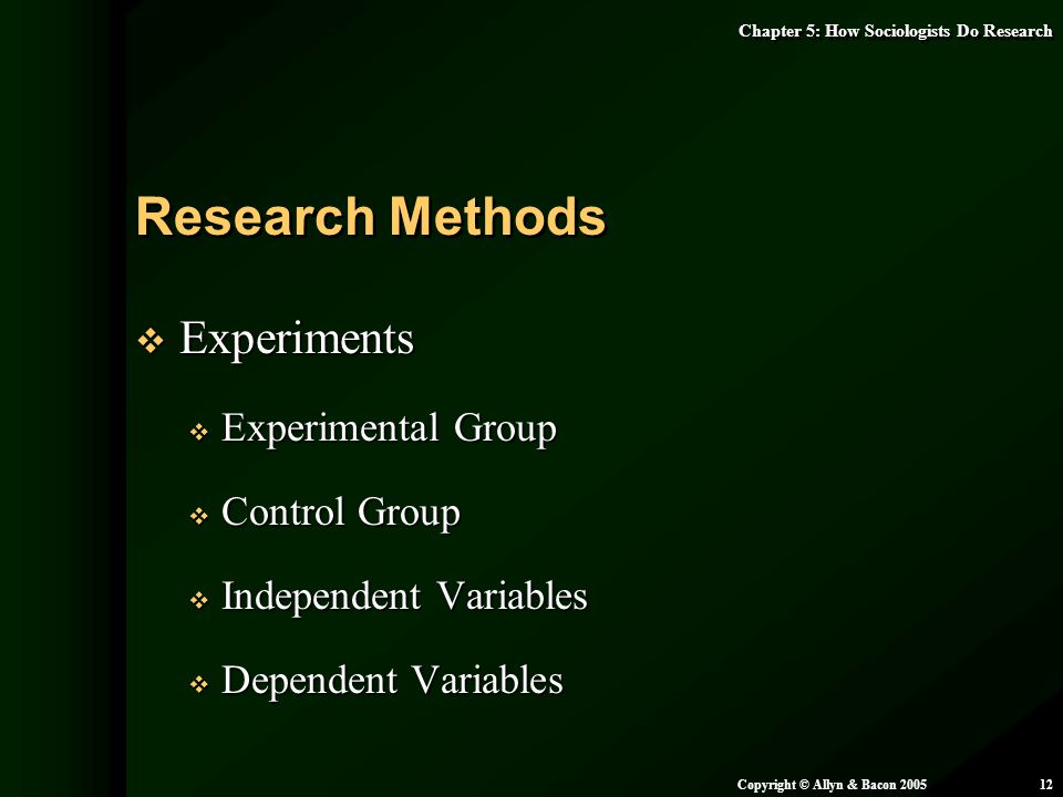 Research Methods Experiments Experimental Group Control Group