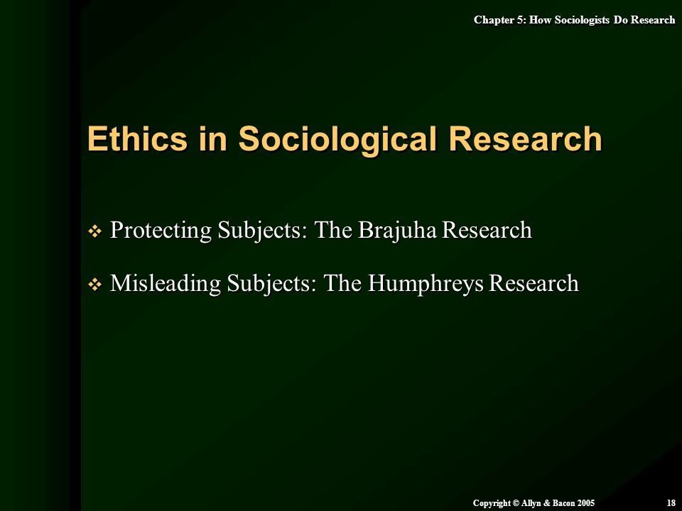 Ethics in Sociological Research