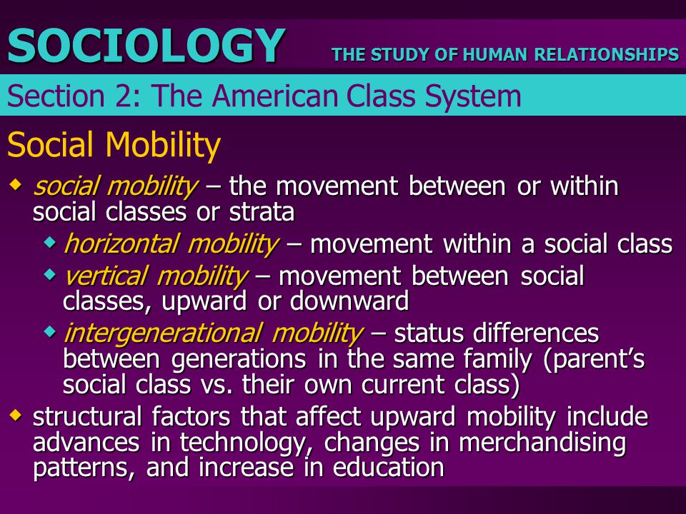 Social Mobility Section 2: The American Class System