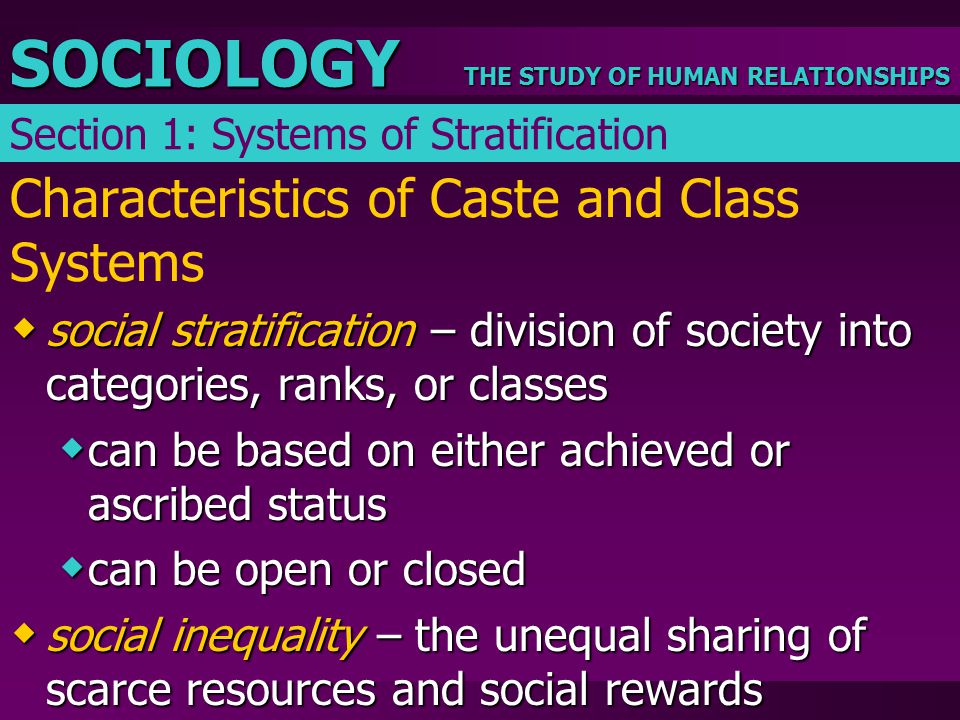 Characteristics of Caste and Class Systems