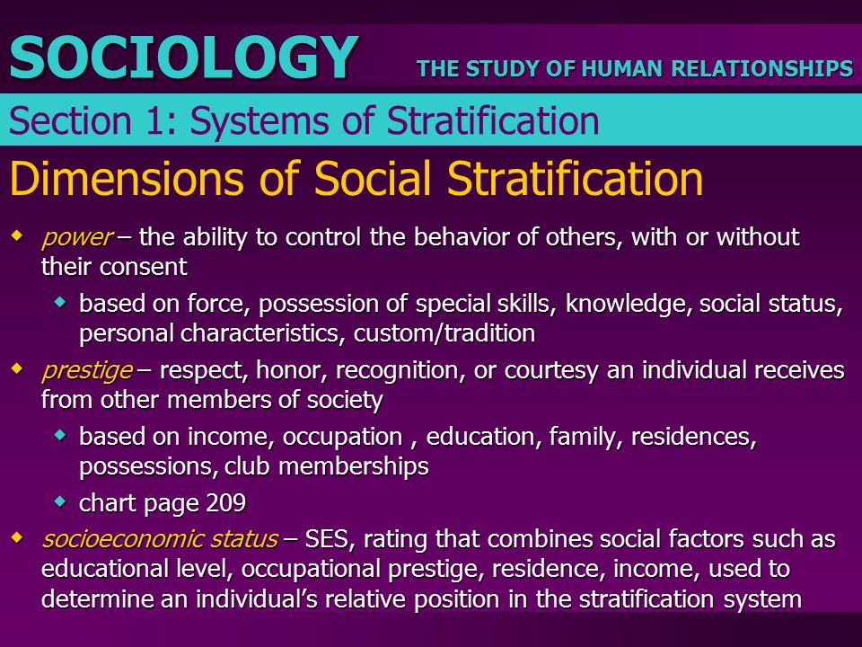 Dimensions of Social Stratification