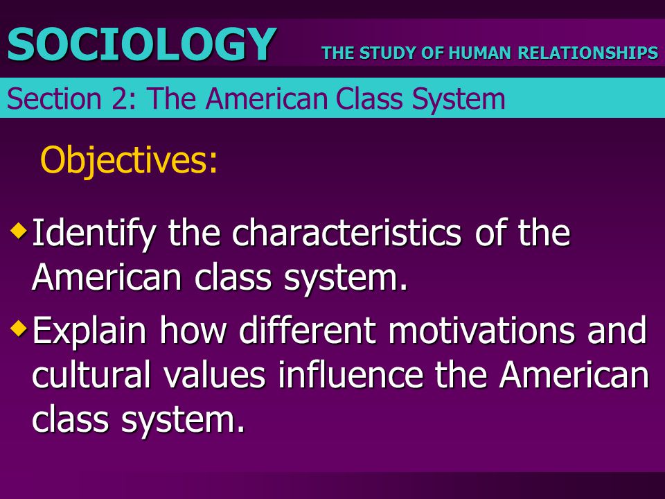 Identify the characteristics of the American class system.