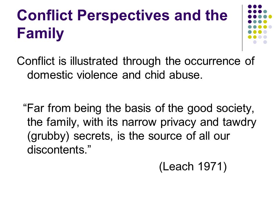Conflict Perspectives and the Family