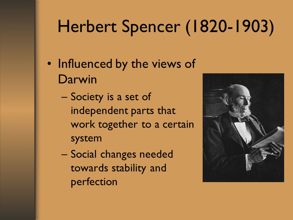 Herbert Spencer ( ) Influenced by the views of Darwin