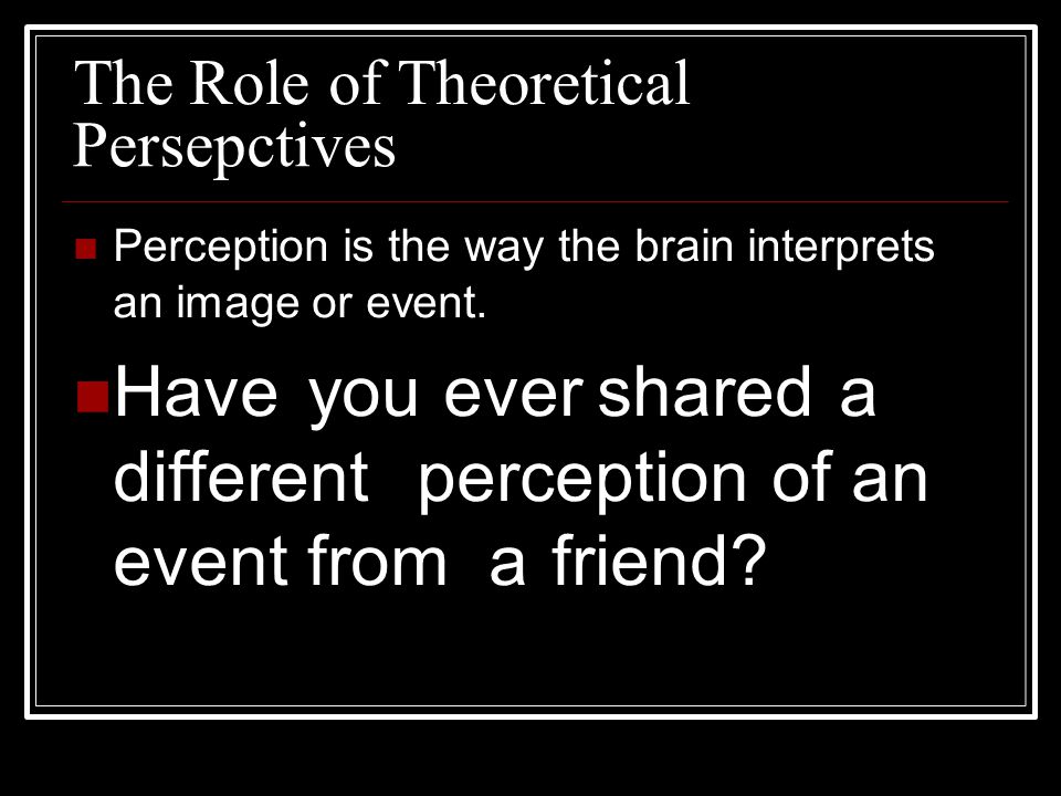 The Role of Theoretical Persepctives