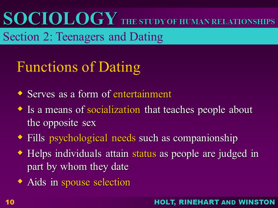 Functions of Dating Section 2: Teenagers and Dating