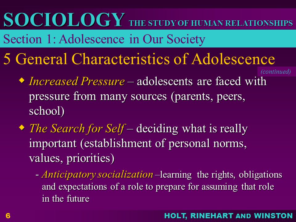 5 General Characteristics of Adolescence