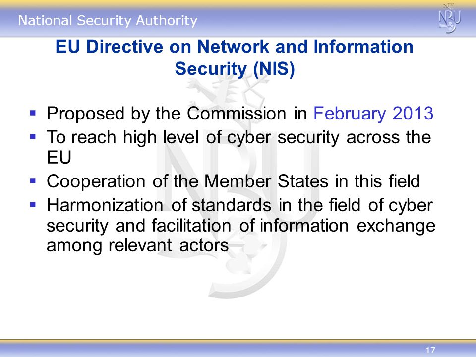 EU Directive on Network and Information Security (NIS)