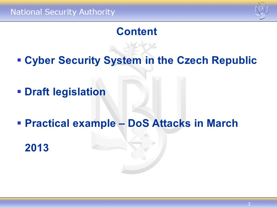 Cyber Security System in the Czech Republic Draft legislation