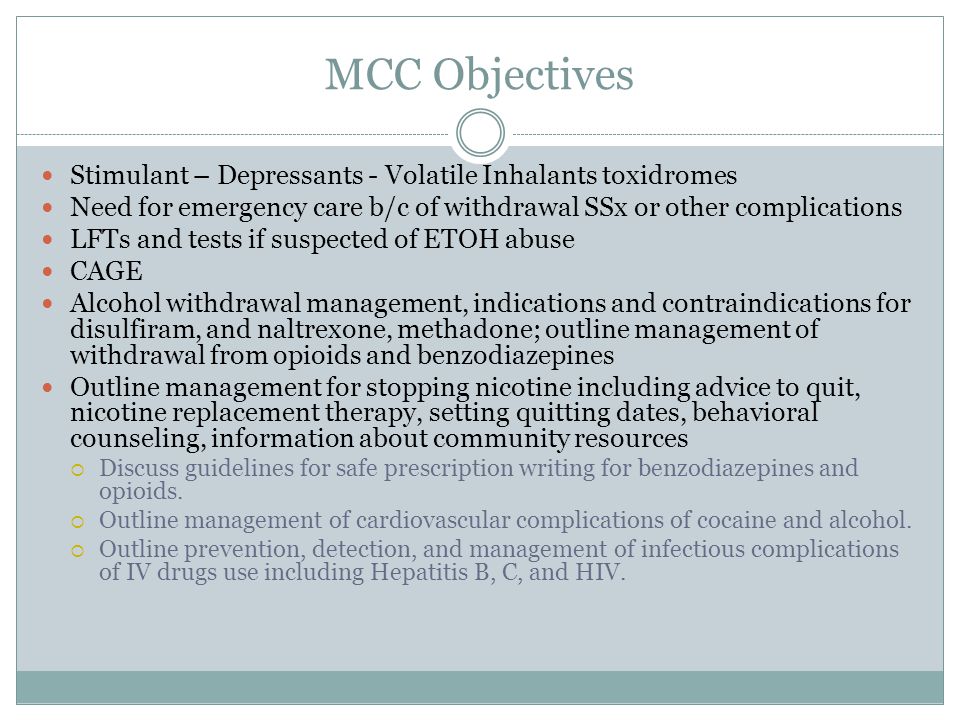 MCC Objectives Stimulant – Depressants - Volatile Inhalants toxidromes