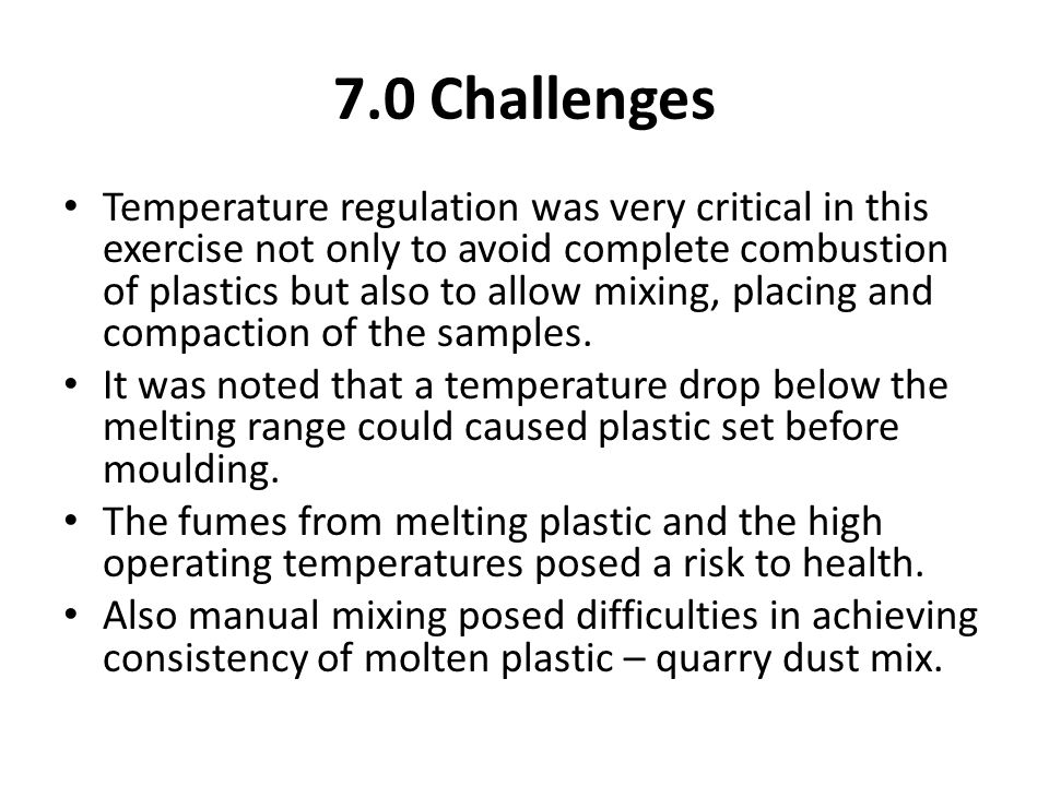 7.0 Challenges