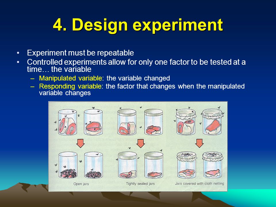 4. Design experiment Experiment must be repeatable