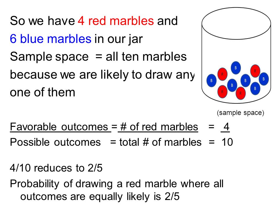 So we have 4 red marbles and 6 blue marbles in our jar