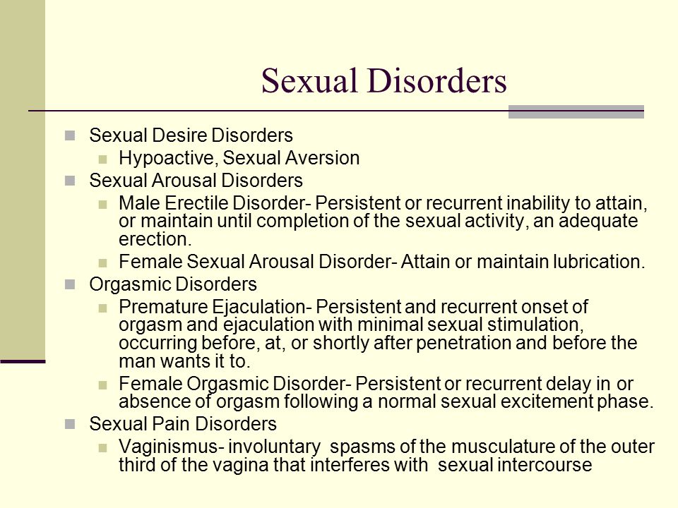 Sexual Disorders Sexual Desire Disorders Hypoactive, Sexual Aversion