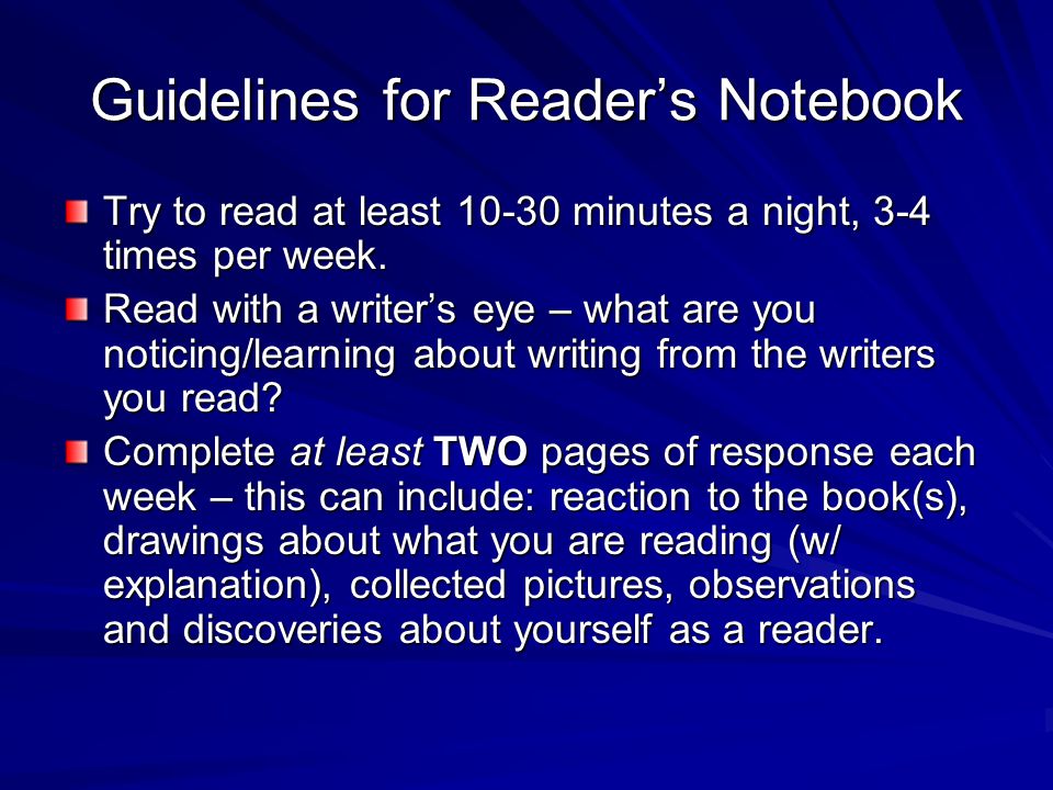 Guidelines for Reader’s Notebook
