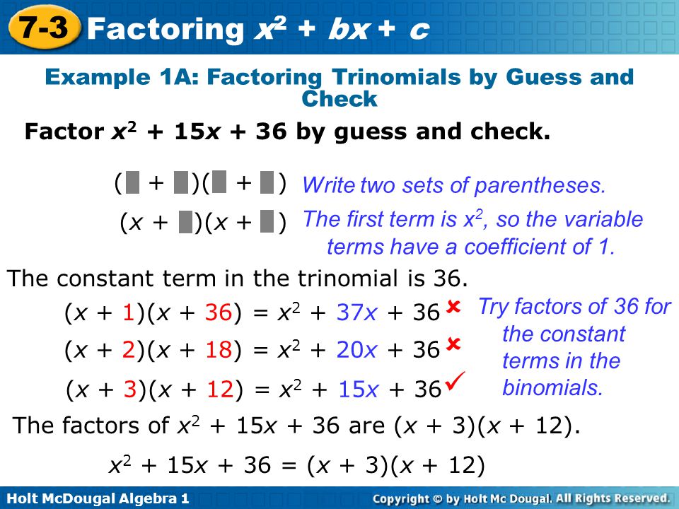 7-3-factoring-x2-bx-c-warm-up-lesson-presentation-lesson-quiz-ppt