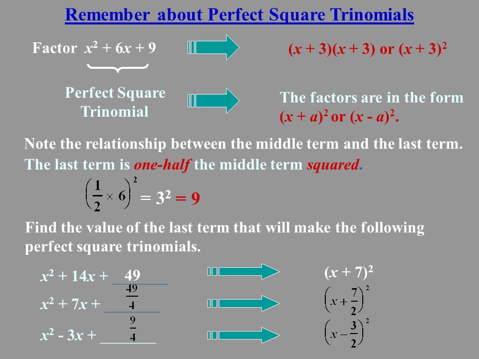 Remember about Perfect Square Trinomials