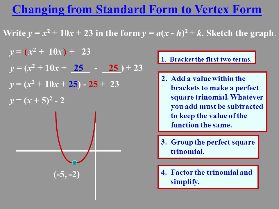 Changing from Standard Form to Vertex Form