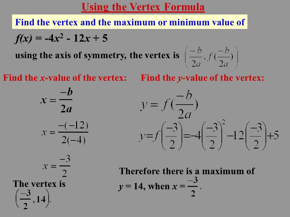 Using the Vertex Formula