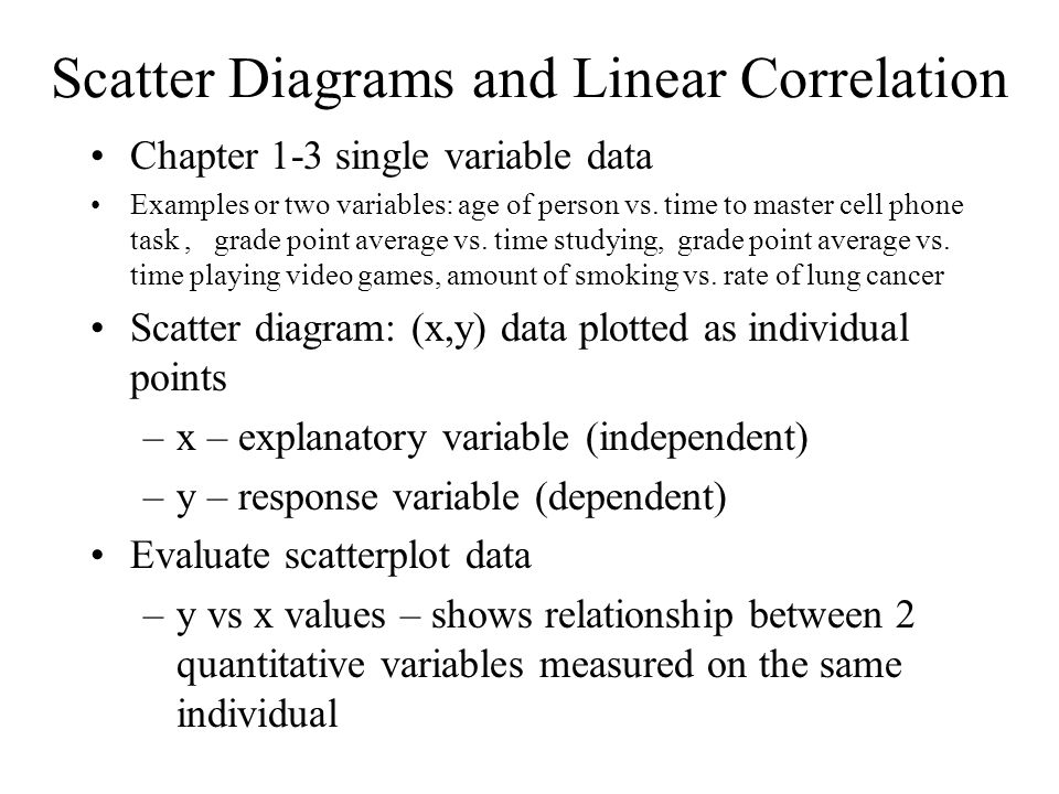 Scatter Diagrams and Linear Correlation