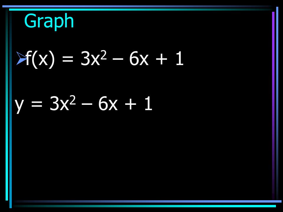 Graph f(x) = 3x2 – 6x + 1 y = 3x2 – 6x + 1