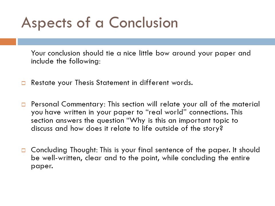 Aspects of a Conclusion