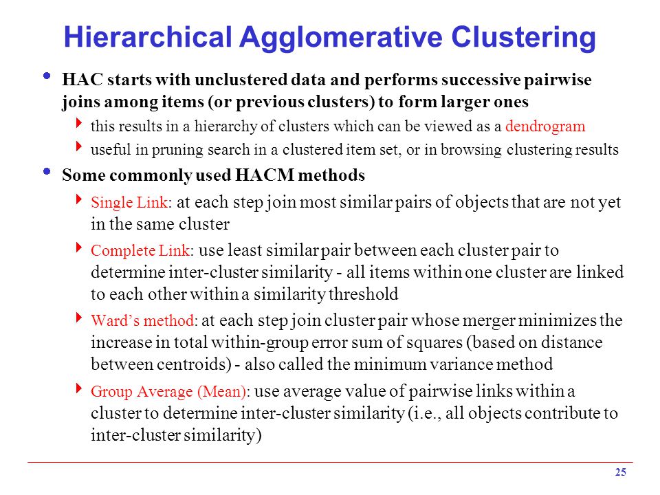 Hierarchical Agglomerative Clustering
