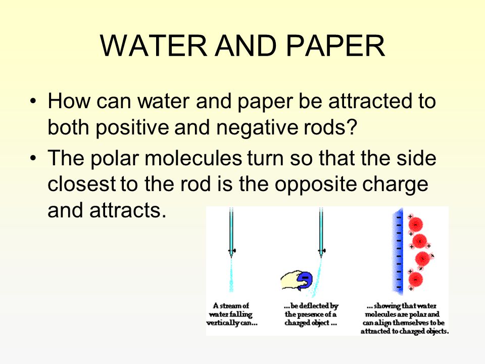 WATER AND PAPER How can water and paper be attracted to both positive and negative rods