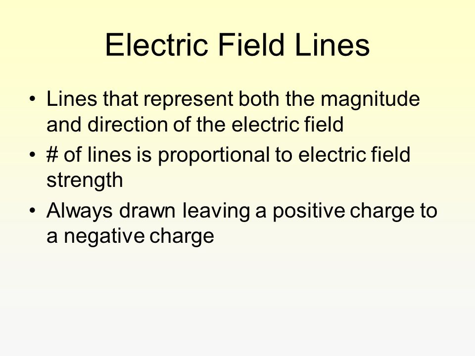 Electric Field Lines Lines that represent both the magnitude and direction of the electric field.