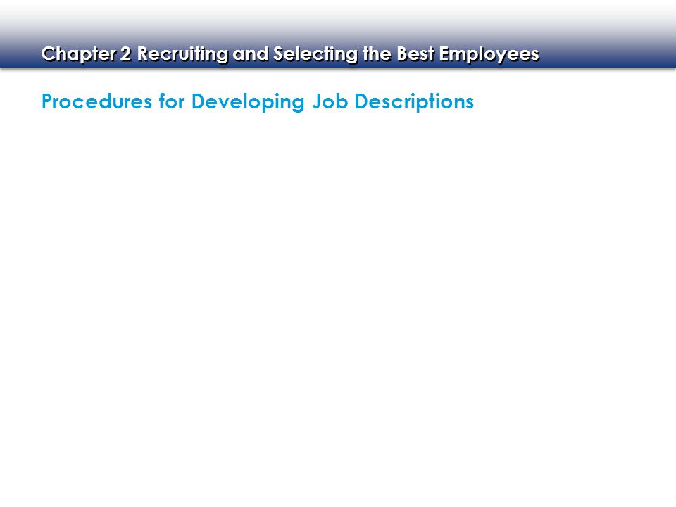Procedures for Developing Job Descriptions
