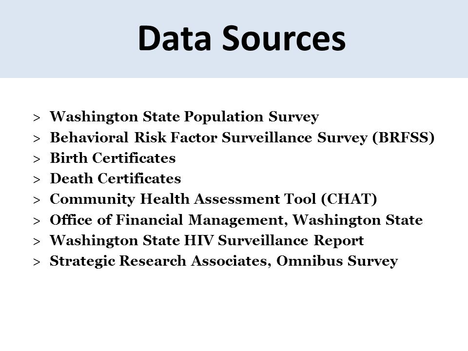 Data Sources Washington State Population Survey