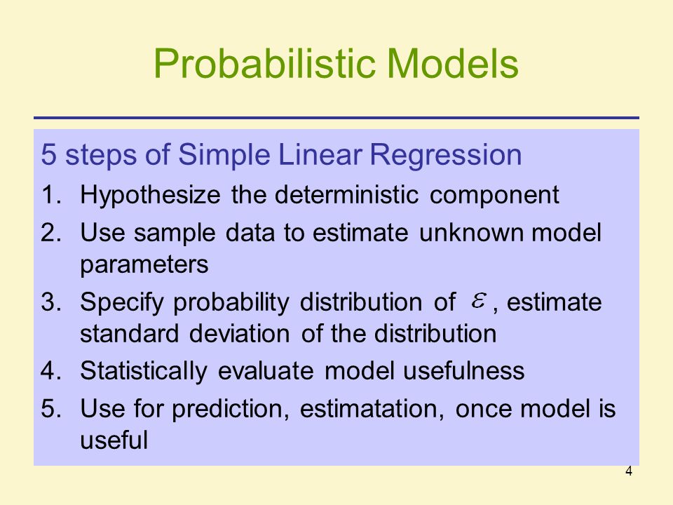 Probabilistic Models 5 steps of Simple Linear Regression