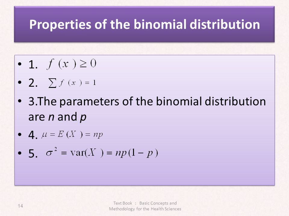 Properties of the binomial distribution