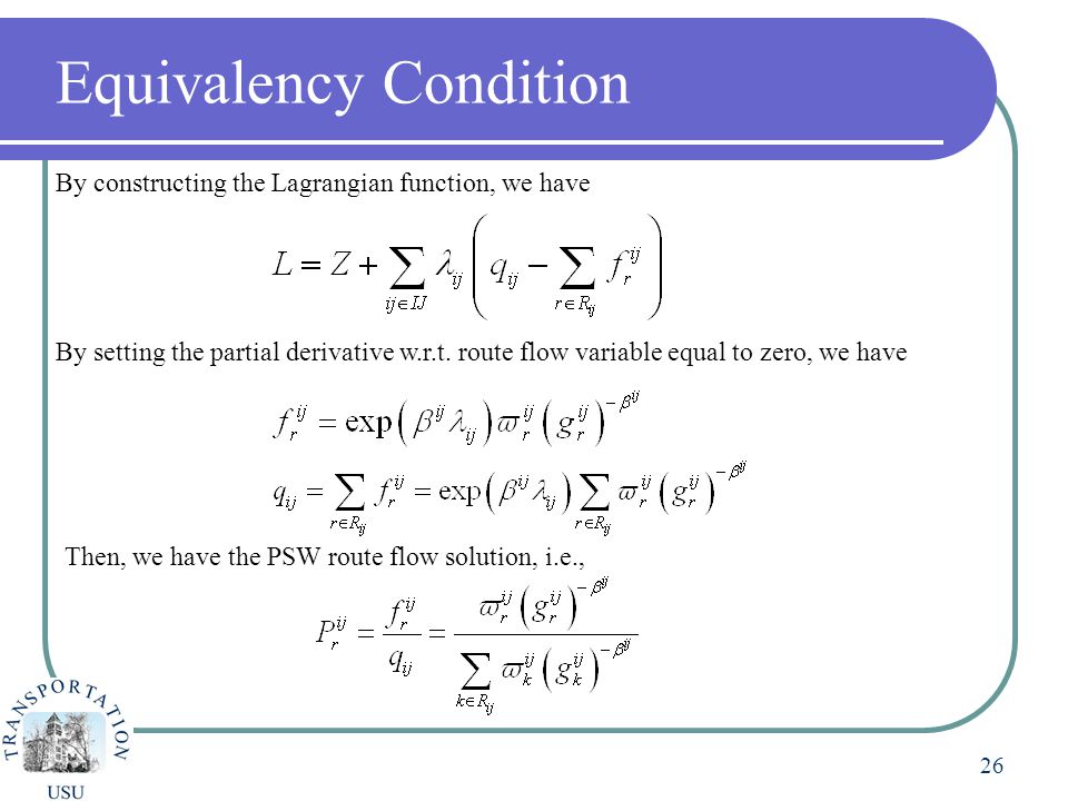 Equivalency Condition