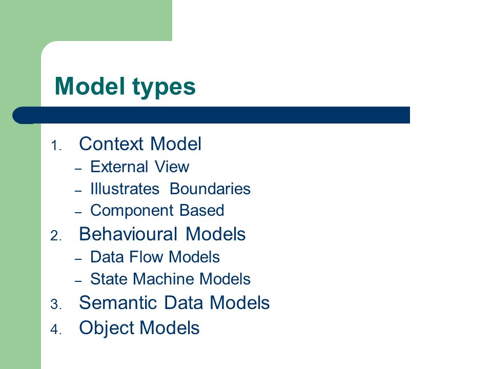 Quali sono i 4 tipi di modelli di sistema?