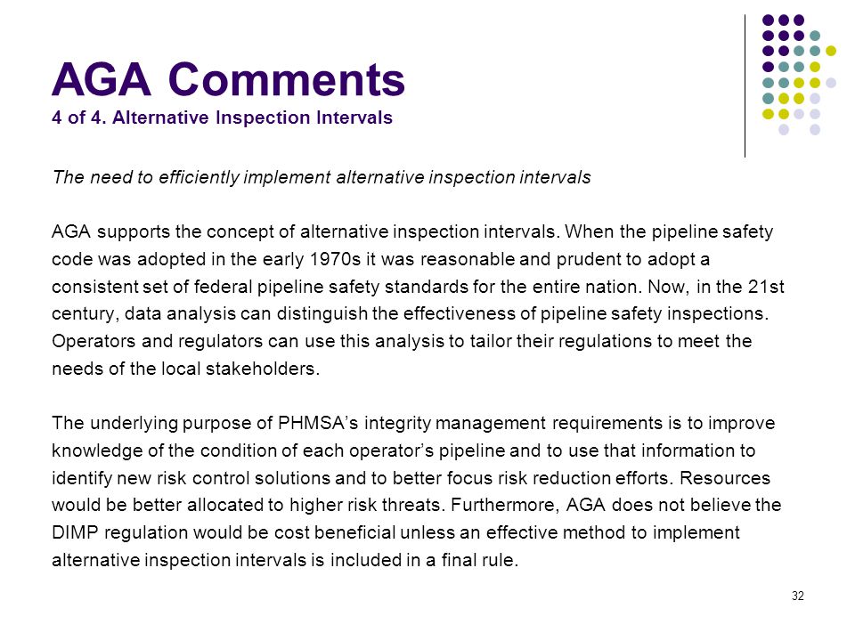 AGA Comments 4 of 4. Alternative Inspection Intervals