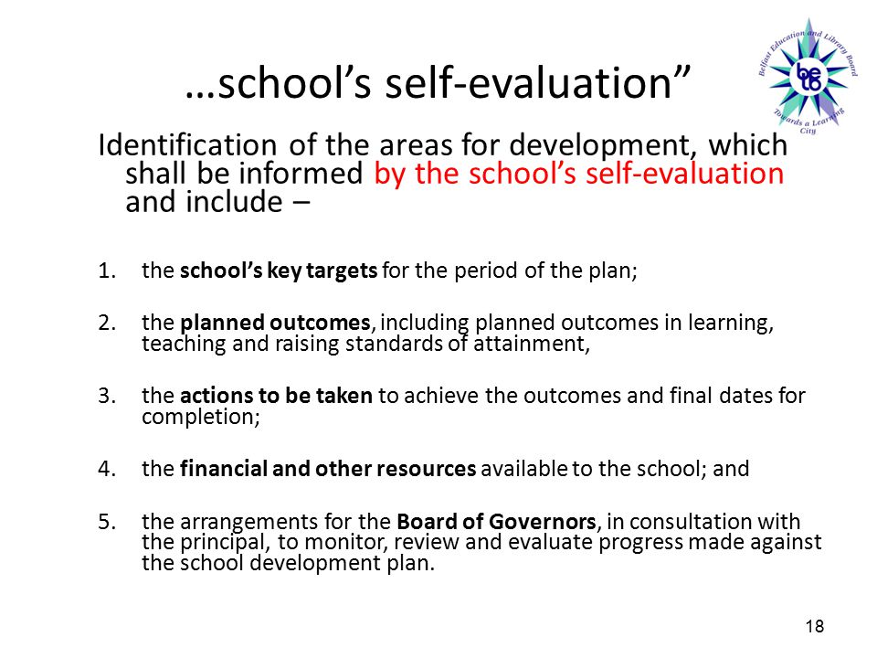 …school’s self-evaluation