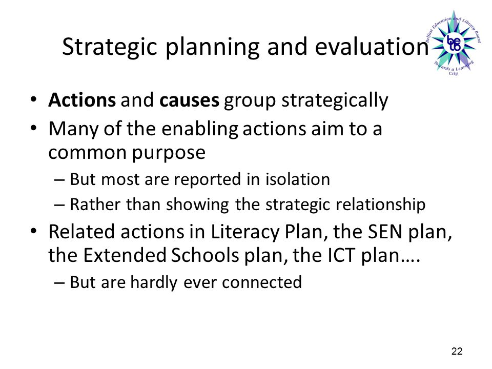 Strategic planning and evaluation
