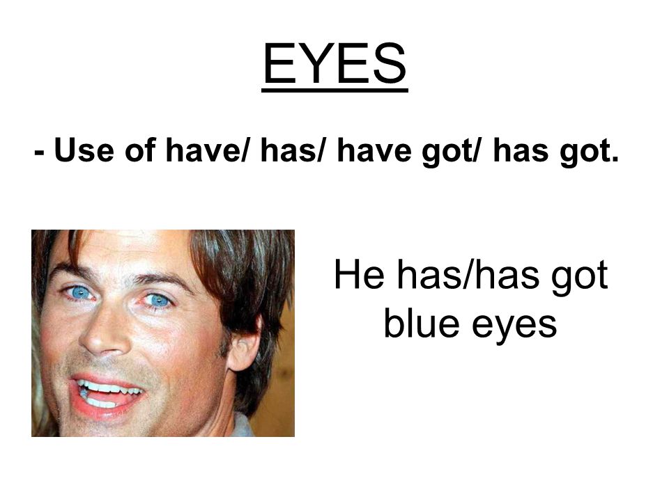 He has/has got blue eyes