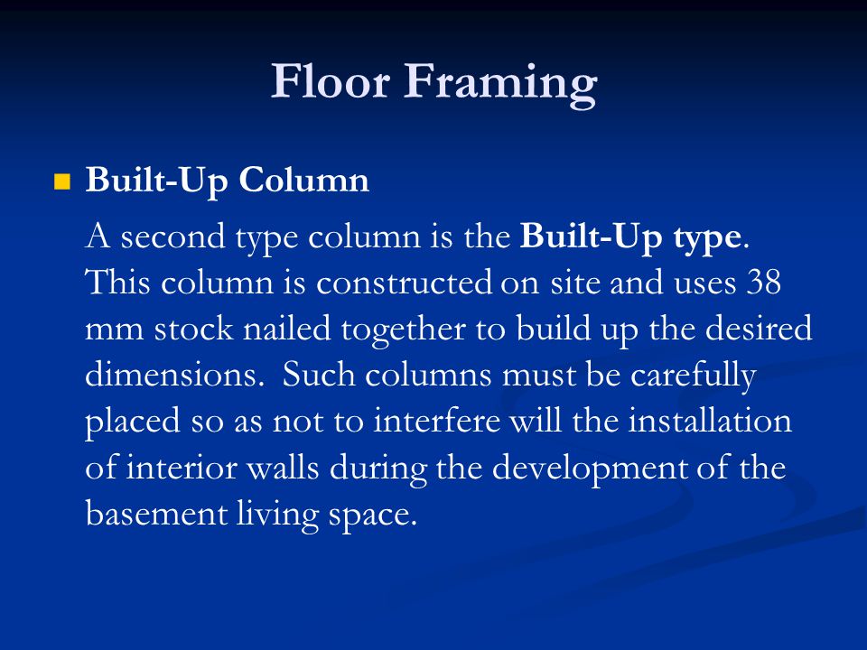 Floor Framing Built-Up Column