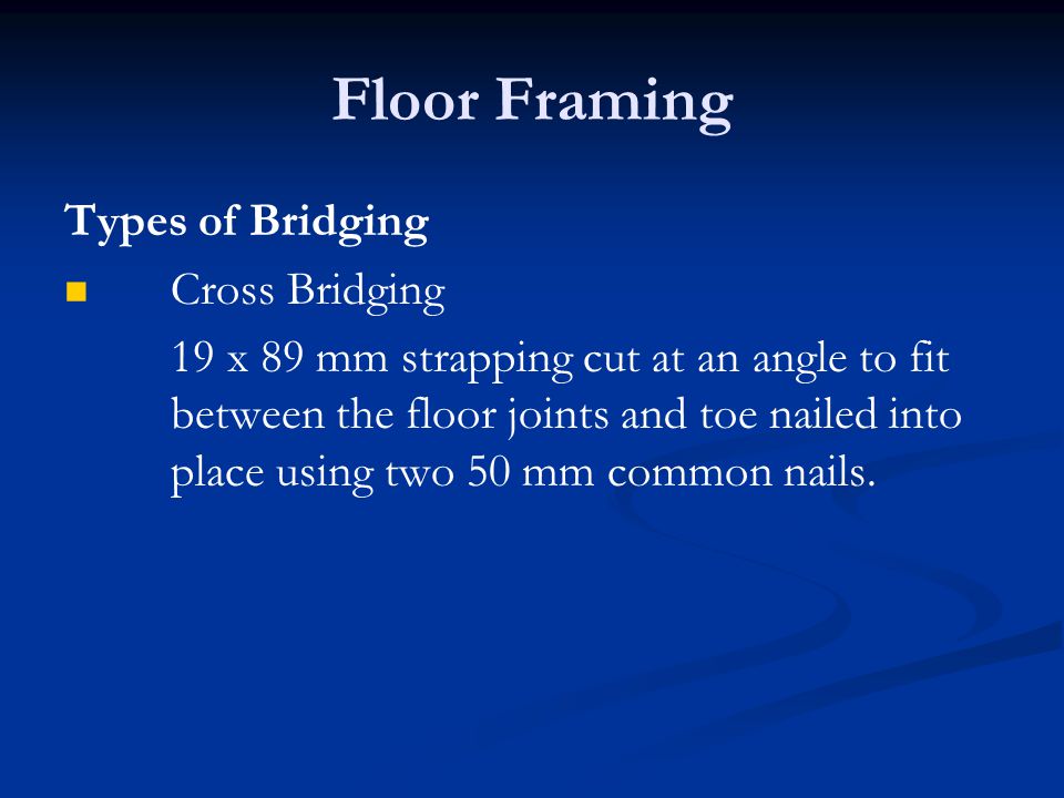 Floor Framing Types of Bridging Cross Bridging