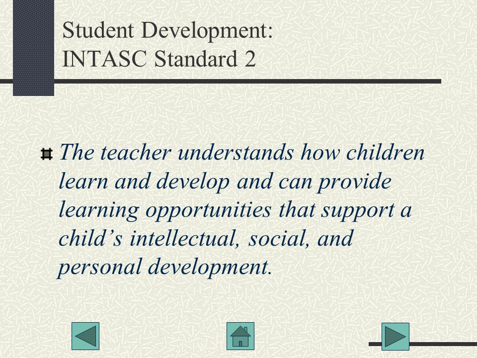 Student Development: INTASC Standard 2