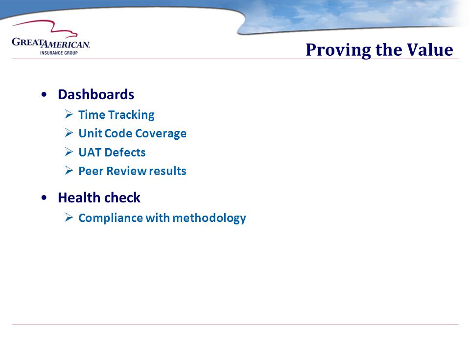 Proving the Value Dashboards Health check Time Tracking