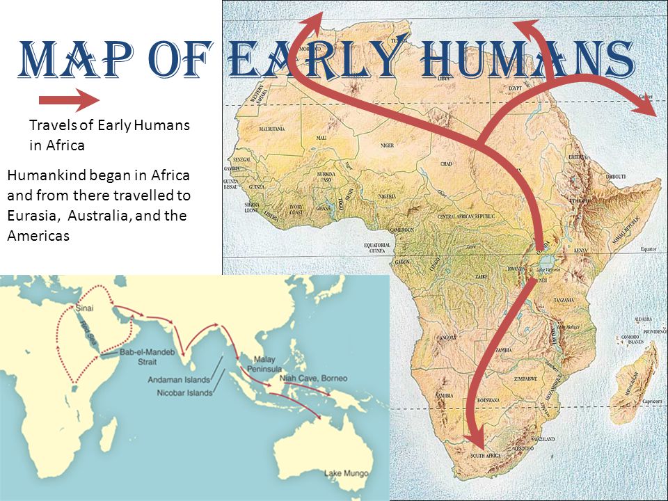 Map of early humans Travels of Early Humans in Africa