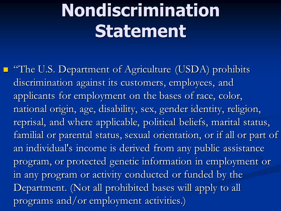 Nondiscrimination Statement