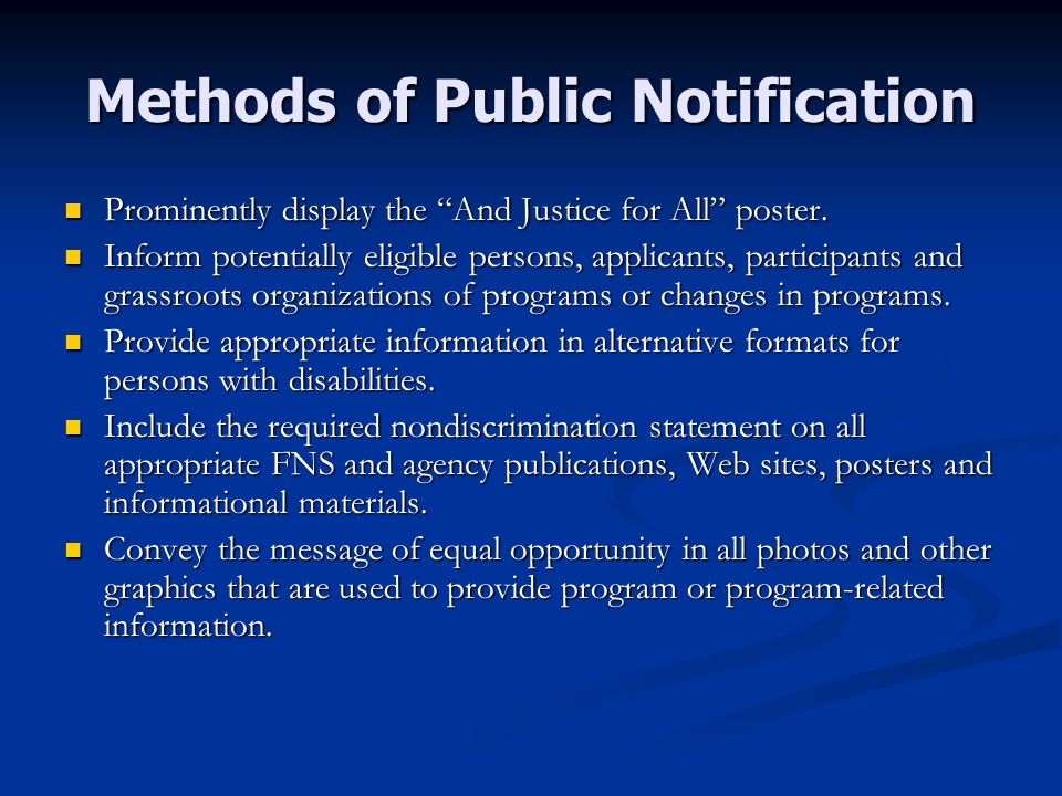 Methods of Public Notification