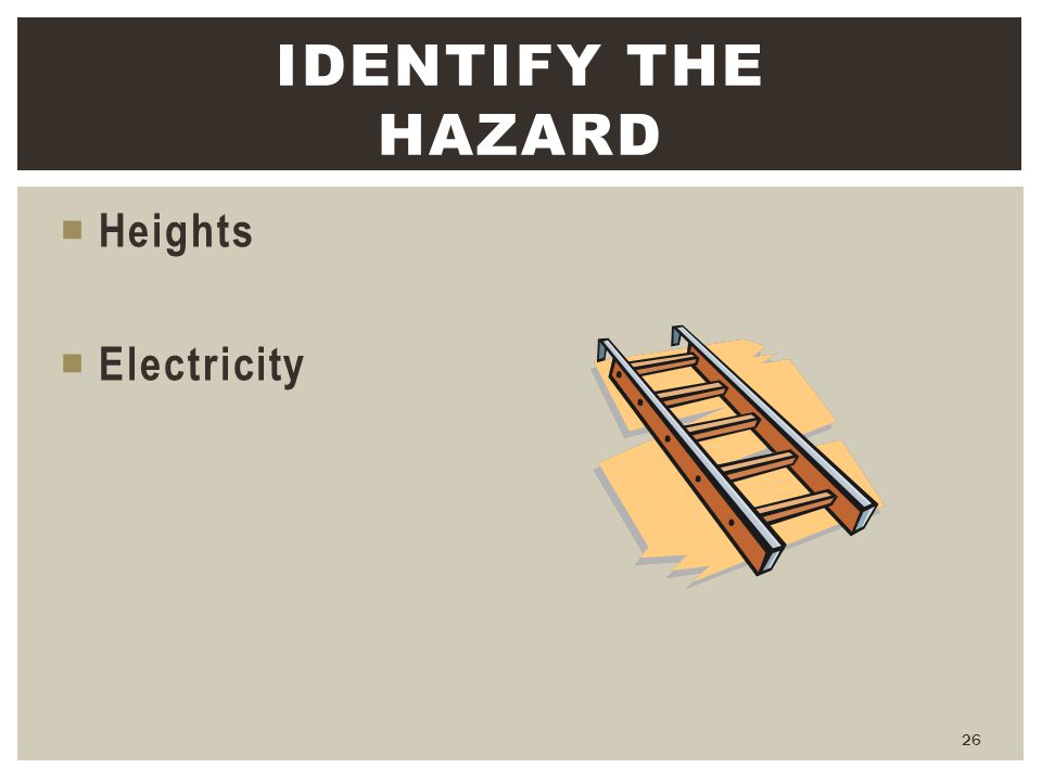 Identify the hazard Heights Electricity