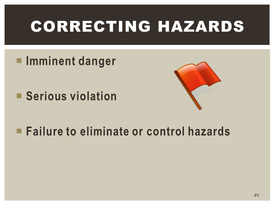Correcting Hazards Imminent danger Serious violation